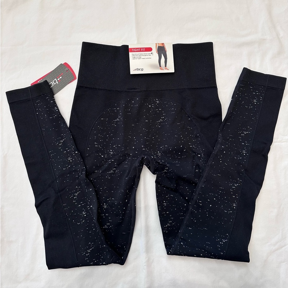 NWT BCG Leggings. Size S Small. Black with white specks.